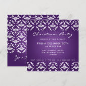 パーティーの招待状 エレガントなパターン 紫 招待状 (正面/裏面)