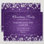 パーティーの招待状 エレガントな冬の輝き 紫 招待状 (正面/裏面)