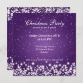 パーティーの招待状 エレガントな輝き カスタム パープル 招待状 (正面/裏面)