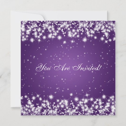 パーティーの招待状 エレガントな輝き カスタム パープル 招待状 (裏面)