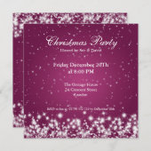 パーティーの招待状 エレガントな輝き カスタム ピンク 招待状 (正面/裏面)