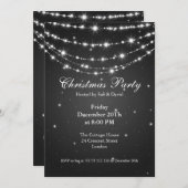 パーティーの招待状 エレガントな輝く鎖 ブラック 招待状 (正面/裏面)