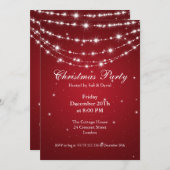 パーティーの招待状 エレガントな輝く鎖 赤 招待状 (正面/裏面)