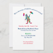 パーティーの招待状、カラフルなピエロ 招待状 (裏面)