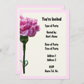パーティーの招待状 - カーネーション デザイン 招待状 (正面/裏面)