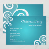 パーティーの招待状 ファビュラスな渦巻き 青 招待状 (正面/裏面)