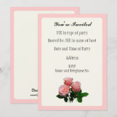 パーティーの招待状 - ローズデザイン 招待状 (正面/裏面)