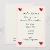 パーティーの招待状 - ローズデザイン 招待状 (正面/裏面)