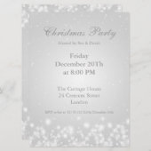 パーティーの招待状 白 エレガント 冬 輝き 招待状 (正面/裏面)