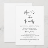 パーティーの時間だよ、ブラック、結婚式の秘密結婚 招待状 (正面/裏面)