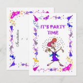 パーティーの時間だパーティーの女性 インビテーションポストカード (正面/裏面)