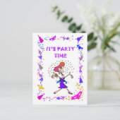 パーティーの時間だパーティーの女性 インビテーションポストカード (スタンド正面)