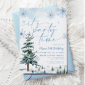 パーティーの時間だ青い冬の誕生日の招待状 招待状