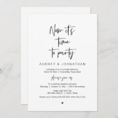 パーティーの時間だ、ブラック、結婚式の秘密の挙式 招待状 (正面/裏面)