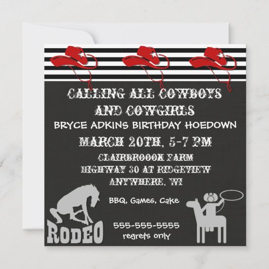 パーティーの時間カウボーイの西部の誕生日の招待状 招待状 (裏面)