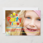 パーティーの時間カスタムな写真の誕生日の招待状 招待状 (正面)