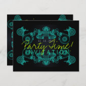 パーティーの時間ダンスの招待状のテンプレート 招待状 (正面/裏面)