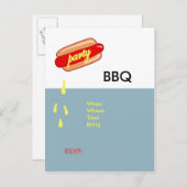 パーティーの時間ホットドッグの招待 インビテーションポストカード (正面/裏面)