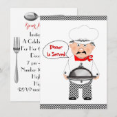 パーティーの楽しいシェフ カジュアル 招待状 (正面/裏面)