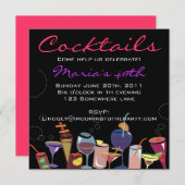 パーティーの楽しい誕生日招待Drink 招待状 (正面/裏面)