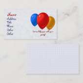 パーティーの気球の名刺 名刺 (正面/裏面)