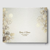 パーティーの水色ゴールデンユーカリの葉の光沢 ゲストブック (裏面)