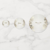 パーティーの水色ゴールデンユーカリの葉の光沢 コンフェッティ (裏面)