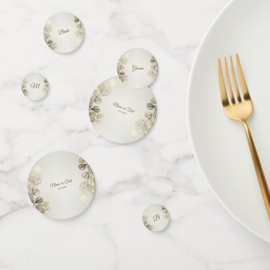 パーティーの水色ゴールデンユーカリの葉の光沢 コンフェッティ (グループ)