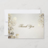 パーティーの水色ゴールデンユーカリの葉の光沢 サンキューカード (正面)