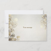 パーティーの水色ゴールデンユーカリの葉の光沢 サンキューカード (裏面)