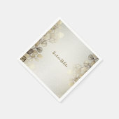 パーティーの水色ゴールデンユーカリの葉の光沢 スタンダードカクテルナプキン (角)