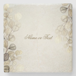 パーティーの水色ゴールデンユーカリの葉の光沢 ストーンコースター