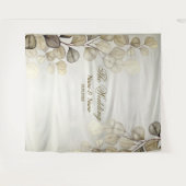 パーティーの水色ゴールデンユーカリの葉の光沢 タペストリー (正面(横))