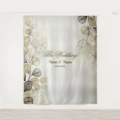 パーティーの水色ゴールデンユーカリの葉の光沢 タペストリー (正面)