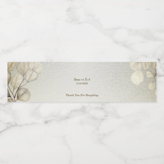 パーティーの水色ゴールデンユーカリの葉の光沢 ペットボトルラベル (シングルラベル)