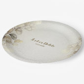 パーティーの水色ゴールデンユーカリの葉の光沢 ペーパープレート (アングル)