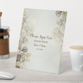 パーティーの水色ゴールデンユーカリの葉の光沢 台座サイン (インサイチュ)