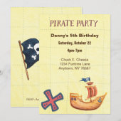 パーティーの海賊テーマ 招待状 (正面/裏面)