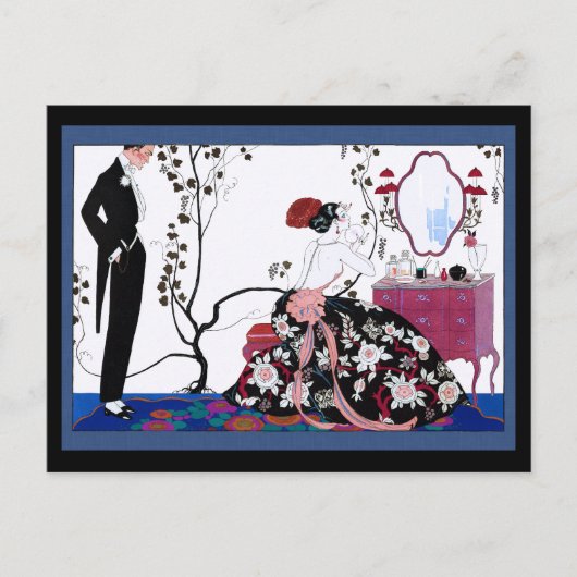 パーティーの準備をしている女性 ポストカード (正面)