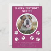 パーティーの犬の写真とテキストピンクパーティーの招待状 招待状 (正面)