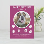 パーティーの犬の写真とテキストピンクパーティーの招待状 招待状 (スタンド正面)