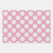 パーティーの白いドットとピンクの背景 ラッピングペーパーシート (正面3)