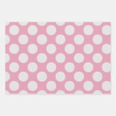 パーティーの白いドットとピンクの背景 ラッピングペーパーシート (正面2)