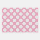 パーティーの白いドットとピンクの背景 ラッピングペーパーシート (正面)