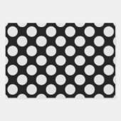 パーティーの白いドットと黒の背景 ラッピングペーパーシート (正面2)