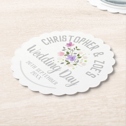 パーティーの結婚お祝い。結婚記念日 ペーパーコースター (アングル)