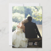 パーティーの緑の写真の後に幸せ結婚に 招待状 (裏面)