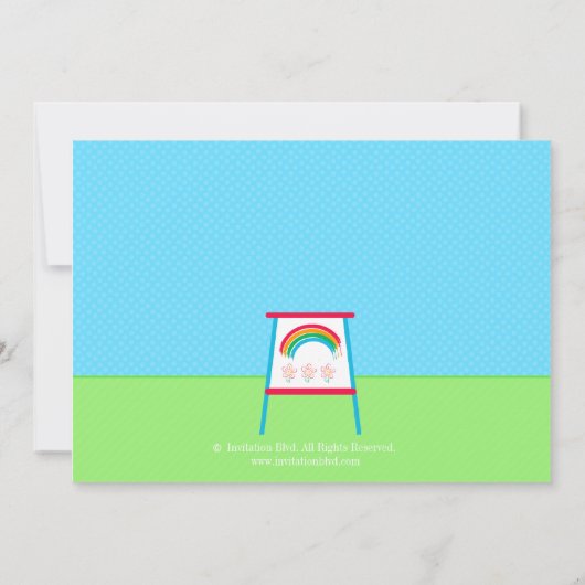 パーティーの芸術および技術の誕生日の招待を絵を描くこと 招待状 (裏面)