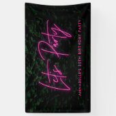 パーティーの葉の壁にネオンピンクの誕生日をファンキー設定 横断幕 (縦)