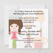 パーティーの誕生日の招待を飾る女の子のケーキ 招待状 (裏面)